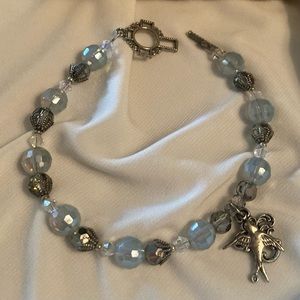 Crystal Sparkly Bracelet with Bird, Angel & Cross Charms